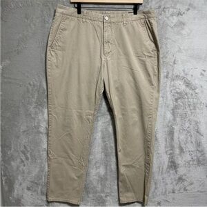 Bonobos Mens Size 38x32 Khaki Flat Front Athletic Leg Chino Pants Pockets Zipper